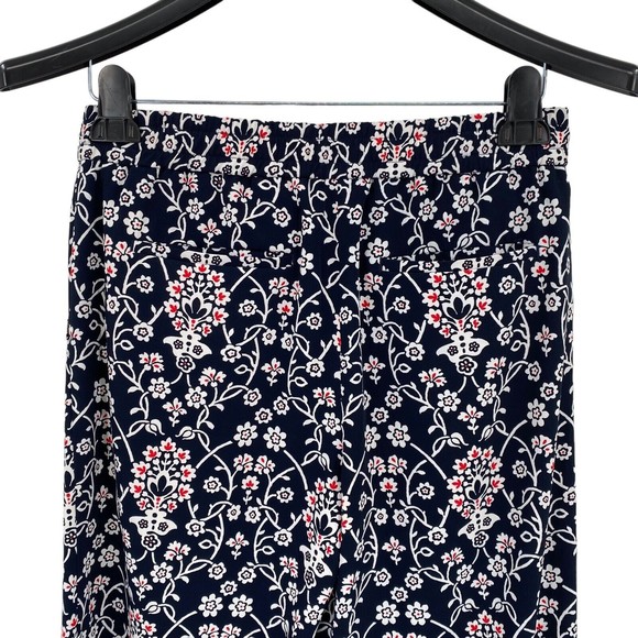 Ann Taylor Loft Women's Pants Red White Blue Pull on Casual Floral Wide Leg S - Picture 8 of 9